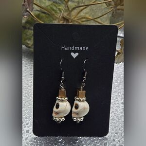 "5/$25" Handmade Skull Skeleton Top Hat Earrings Sterling Ear Wires